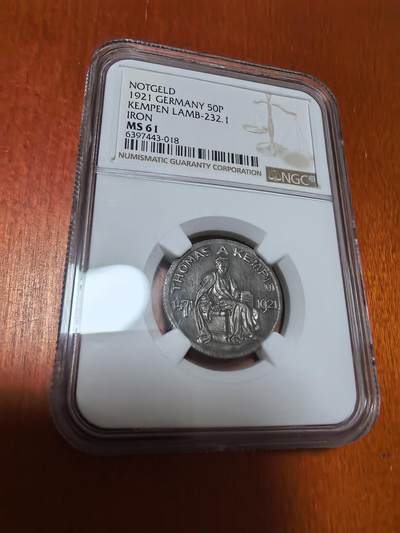 长老汇蛇年精选第四十五场拍卖 - 1921德紧肯彭50芬尼铁币，NGC MS61，更高4枚