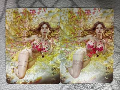 花开卡拍第38期（9月14号周日截拍，品控勿拍!!!拍品不寄存，运费5元，自制卡难免瑕疵，可能存在轻微撞角爆边等出厂瑕疵，品控介意勿拍！） - 燎原卡牌 人间传 杜十娘  幻彩普卡一对 2张