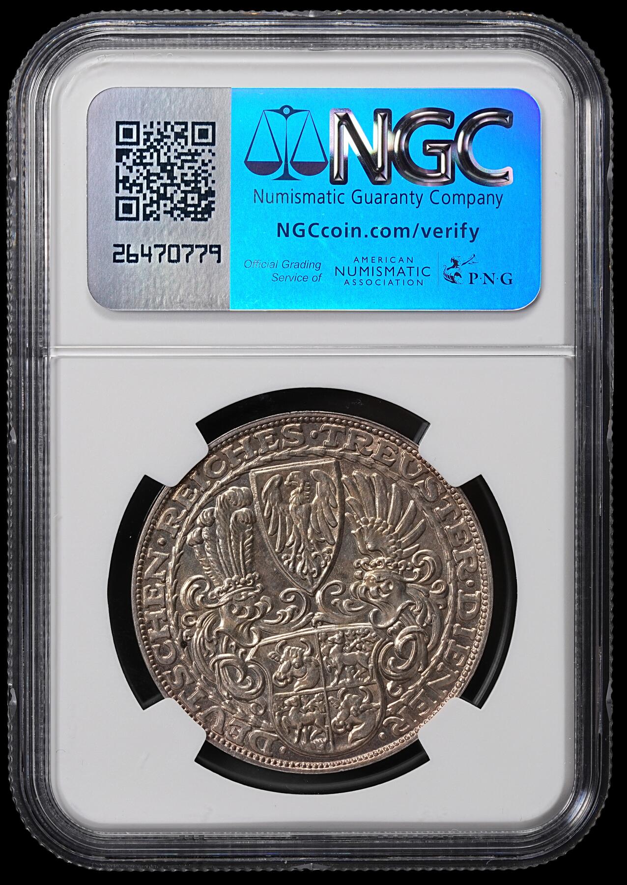 修遠堂世界钱币第八十四期 NGC MS62 1927年兴登堡80大寿纪念银章 卡尔歌茨作品