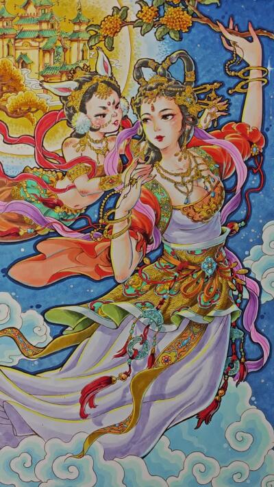 白泽拍卖卡牌手绘专场第24期（持续征集ING，白露暧秋色，月明清漏中） 2025 李尊奇手绘画 尺寸：27cm*39cm  李尊奇亲签