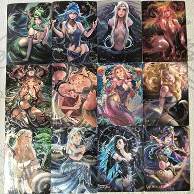 花开卡拍第38期（9月14号周日截拍，品控勿拍!!!拍品不寄存，运费5元，自制卡难免瑕疵，可能存在轻微撞角爆边等出厂瑕疵，品控介意勿拍！） - 白花恋诗 星座 美姬物语粗闪套卡  12张