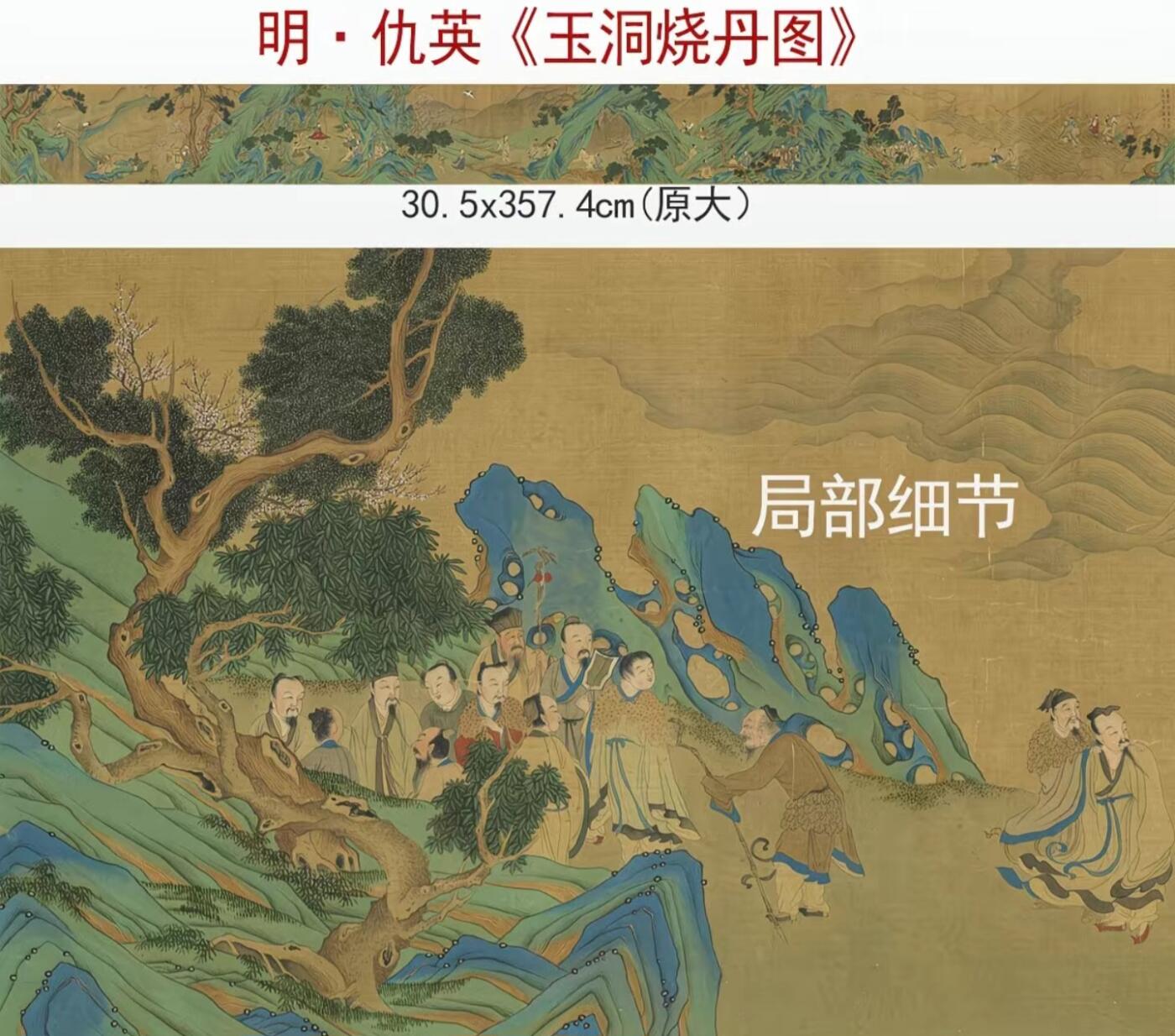 古玩杂相专场（2） 明代仇英玉洞烧丹图 1:1微喷打印 