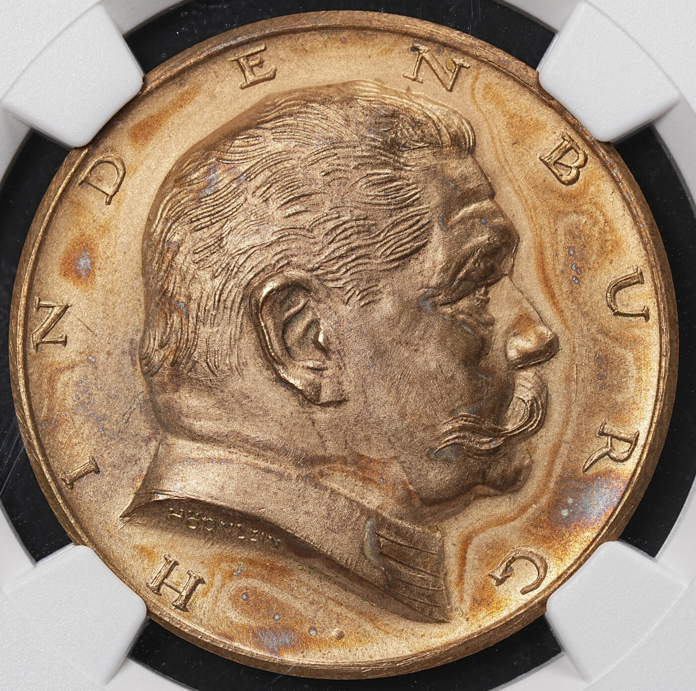 修遠堂世界钱币第八十四期 NGC MS62RB 1927年兴登堡80大寿纪念铜章
