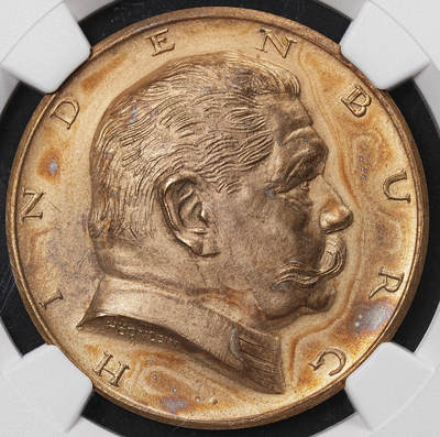 修遠堂世界钱币第八十四期 - NGC MS62RB 1927年兴登堡80大寿纪念铜章