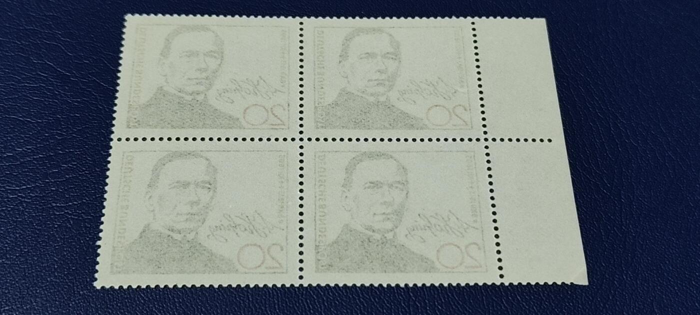 德国邮票专场，都是人物题材 德国邮票四方连，1965年发行，宗教雇工联盟创始人   科尔平逝世100周年，品相如图