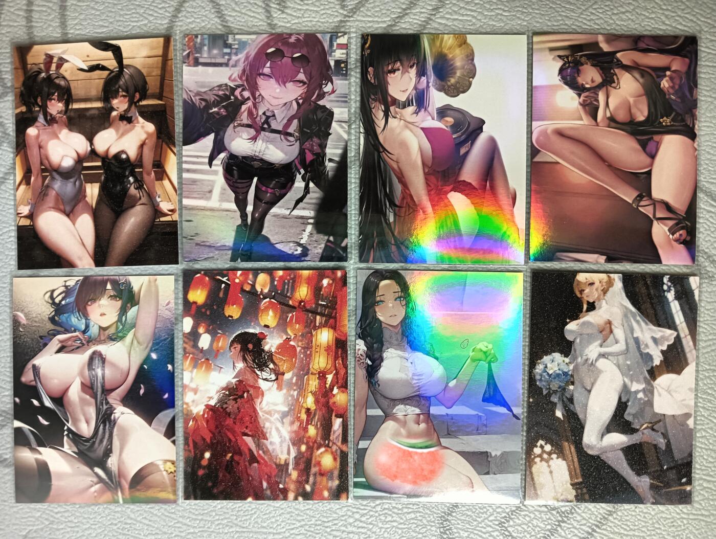 花开卡拍第38期（9月14号周日截拍，品控勿拍!!!拍品不寄存，运费5元，自制卡难免瑕疵，可能存在轻微撞角爆边等出厂瑕疵，品控介意勿拍！） ACG美少女 薄卡 8张 