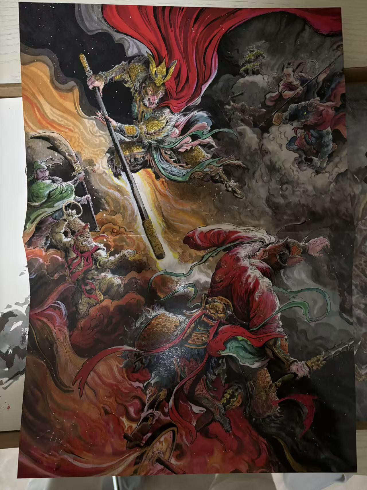 花开卡拍第38期（9月14号周日截拍，品控勿拍!!!拍品不寄存，运费5元，自制卡难免瑕疵，可能存在轻微撞角爆边等出厂瑕疵，品控介意勿拍！） 1、一泡西游神魔图谱，定制签绘版，内含大8开海报一张，A4定制签绘一张，一泡手写西游神魔+签名+印章，编号149。原装快递盒。