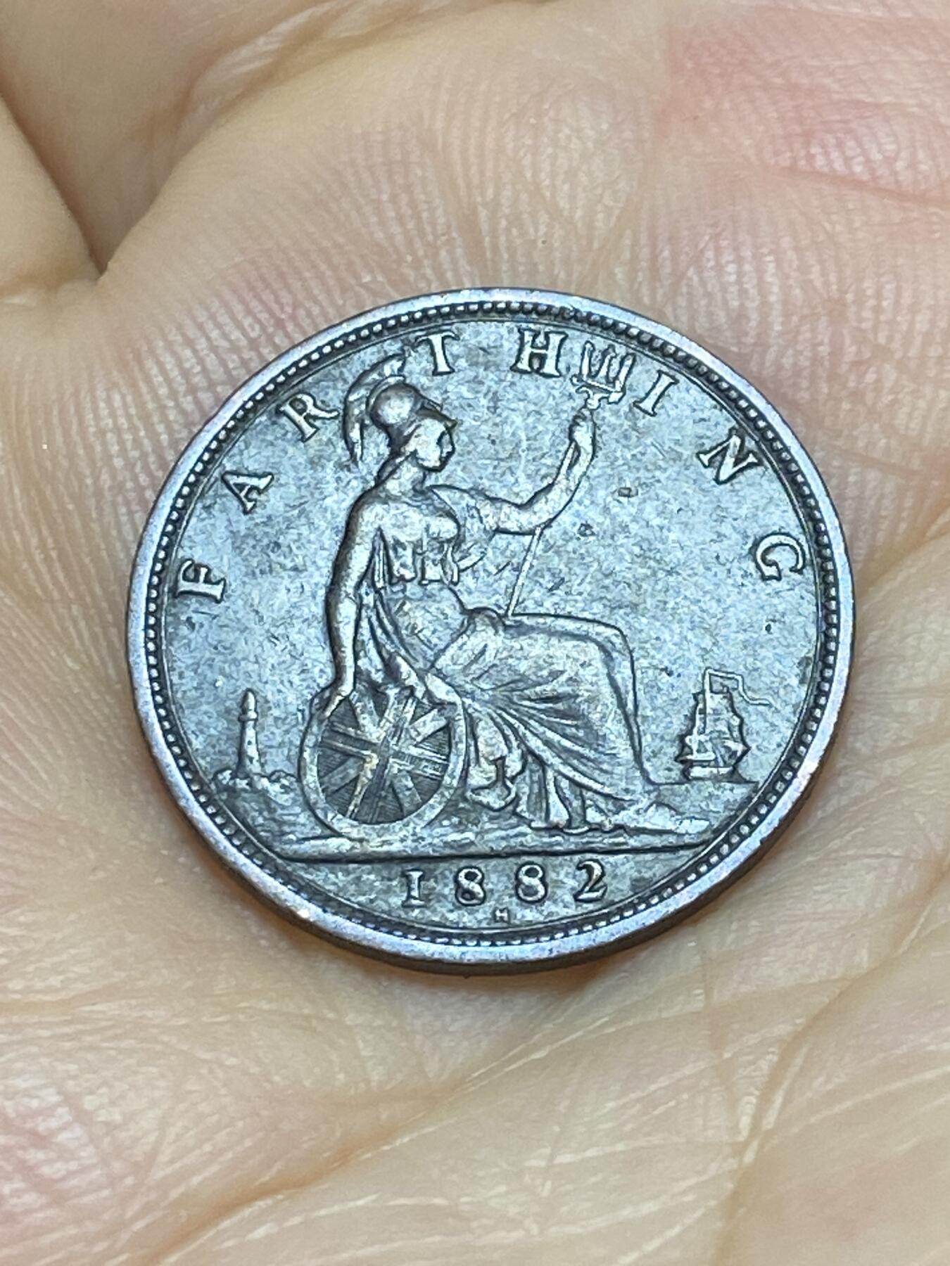 2025年第九十场(总第一百一十六场）外国好品散币(免佣金) 少见好品–英国🇬🇧1882年1法新(维多利亚女王中年桂冠，第三版，H标喜敦厂造)