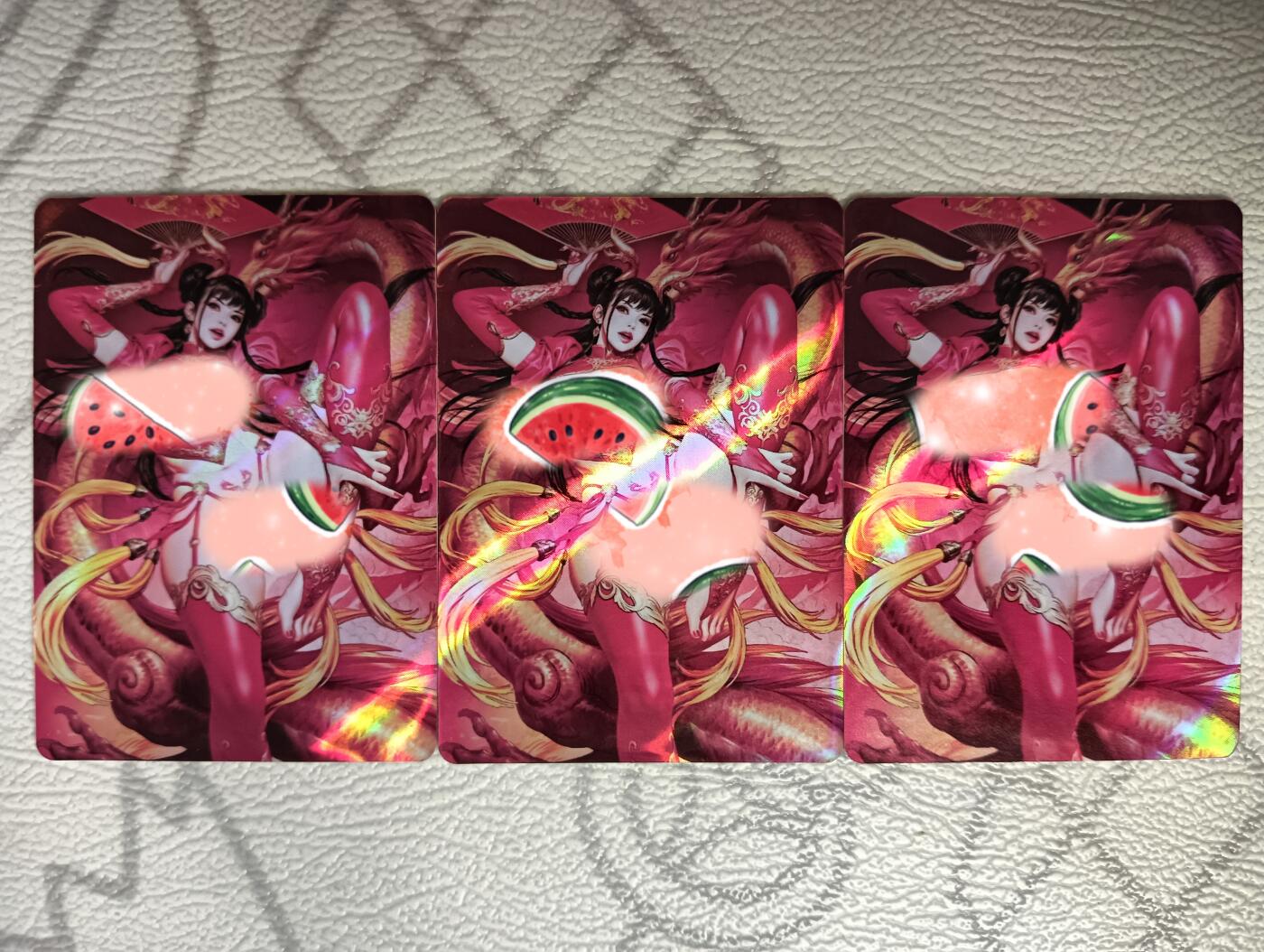 花开卡拍第38期（9月14号周日截拍，品控勿拍!!!拍品不寄存，运费5元，自制卡难免瑕疵，可能存在轻微撞角爆边等出厂瑕疵，品控介意勿拍！） 艺术卡，红龙三宫，自制闪卡