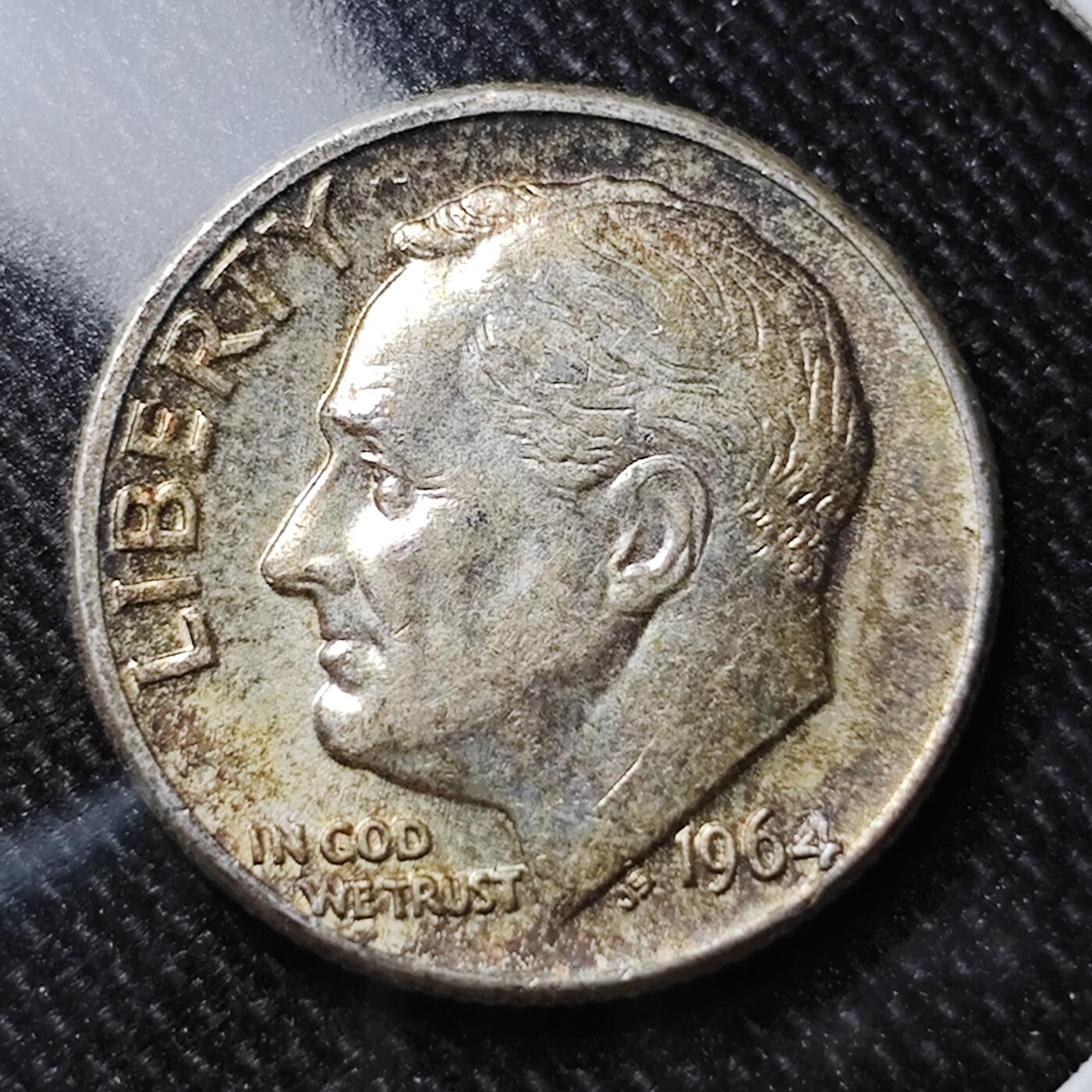 KK钱币收藏小铺 套币专场 2月预留时间 周末发货  1964美国10分银币 带彩好品 