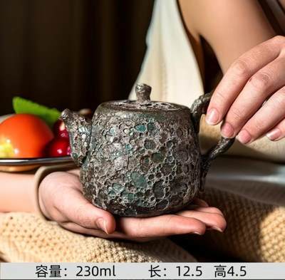 精品粗陶壶专场 - 柴烧手工虫洞冰烟忆周壶