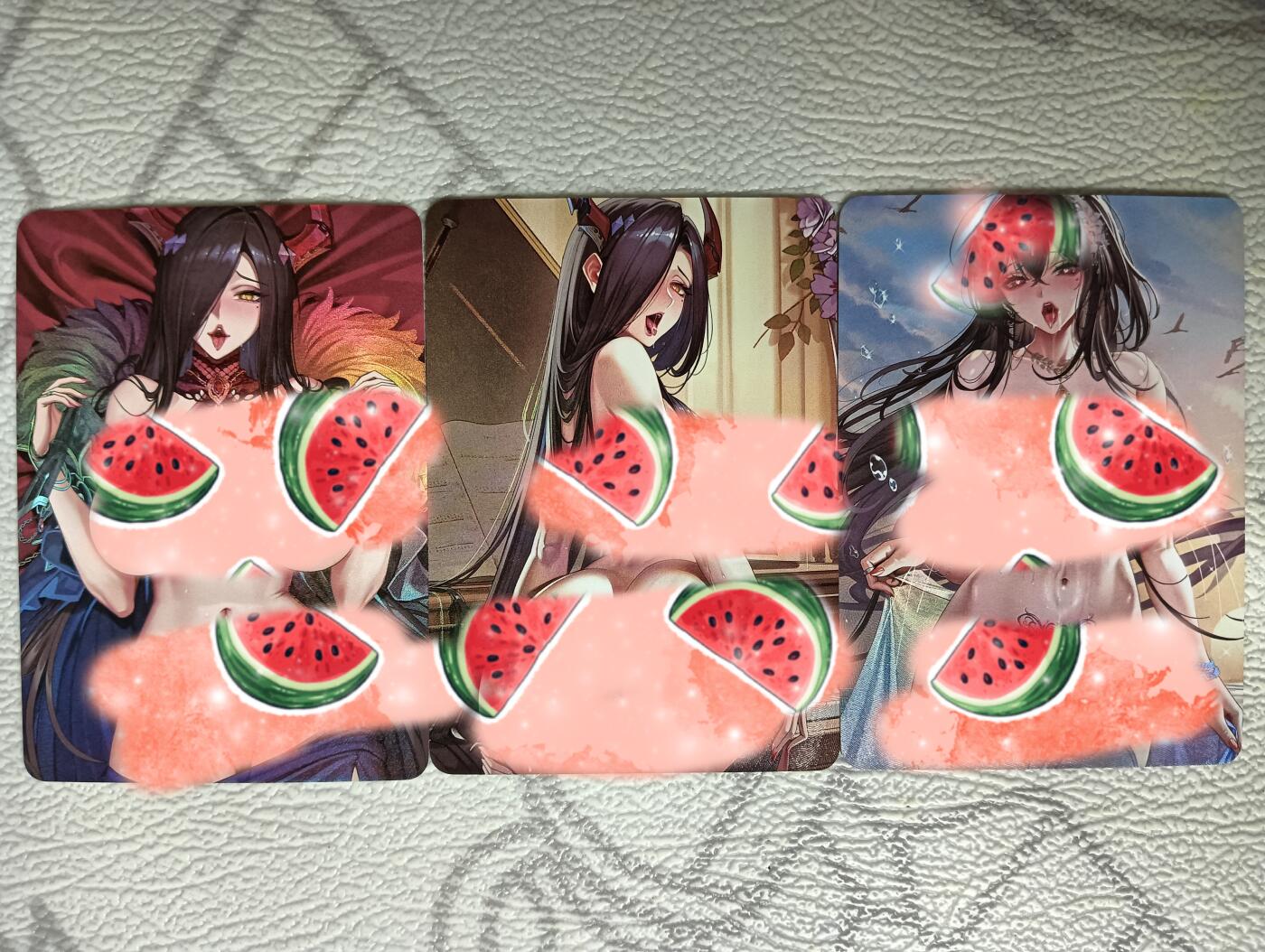 花开卡拍第38期（9月14号周日截拍，品控勿拍!!!拍品不寄存，运费5元，自制卡难免瑕疵，可能存在轻微撞角爆边等出厂瑕疵，品控介意勿拍！） 枕边尤物07 3张艺术卡 折光彩闪