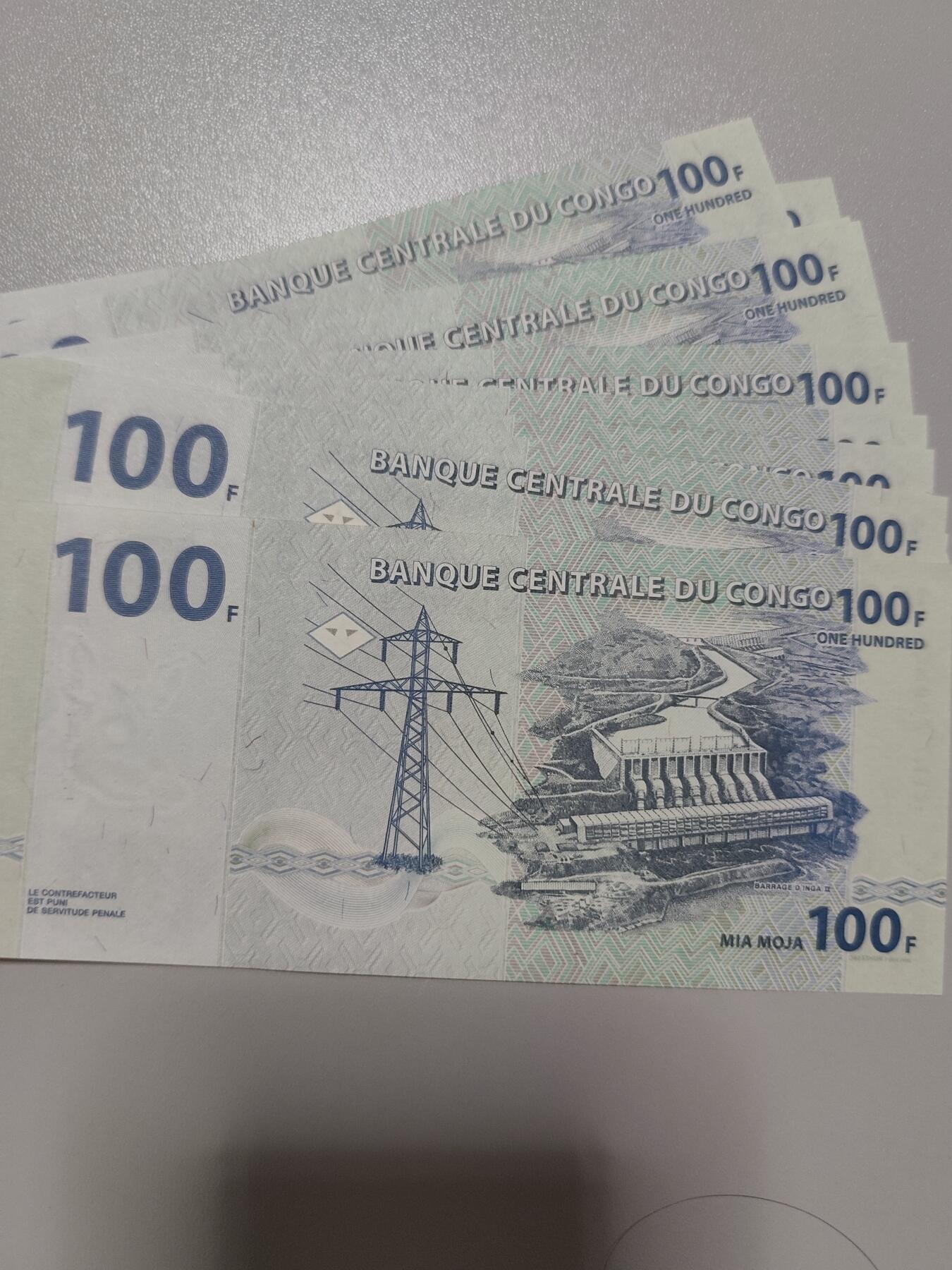 刀拆刚果100法郎10张稀有
