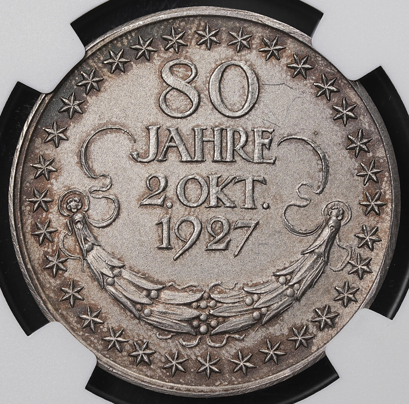 修遠堂世界钱币第八十四期 NGC MS63 1927年兴登堡80大寿纪念银章