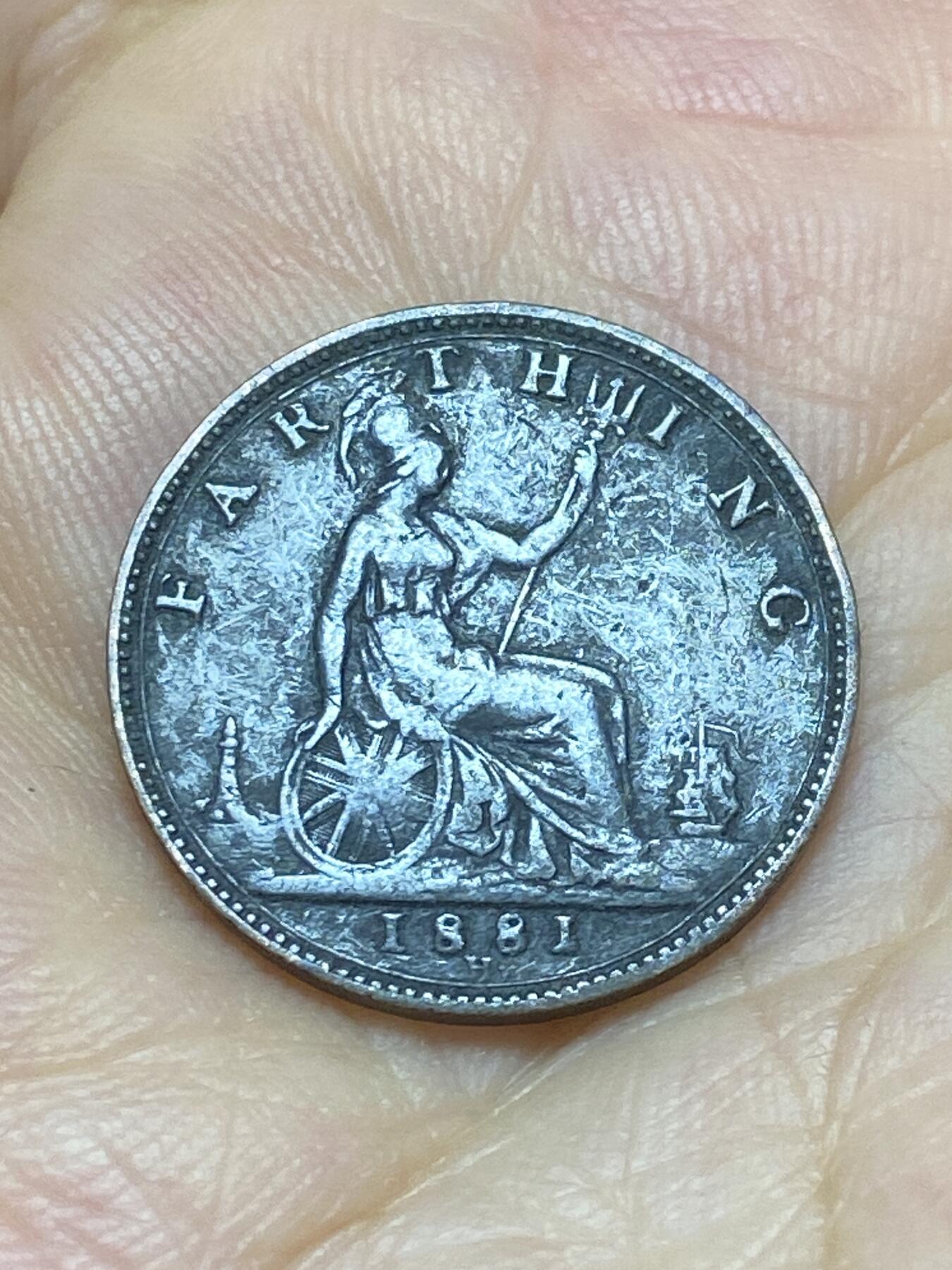 2025年第九十场(总第一百一十六场）外国好品散币(免佣金) 英国🇬🇧1881年1法新(维多利亚女王中年桂冠，第三版，H标喜敦厂造)