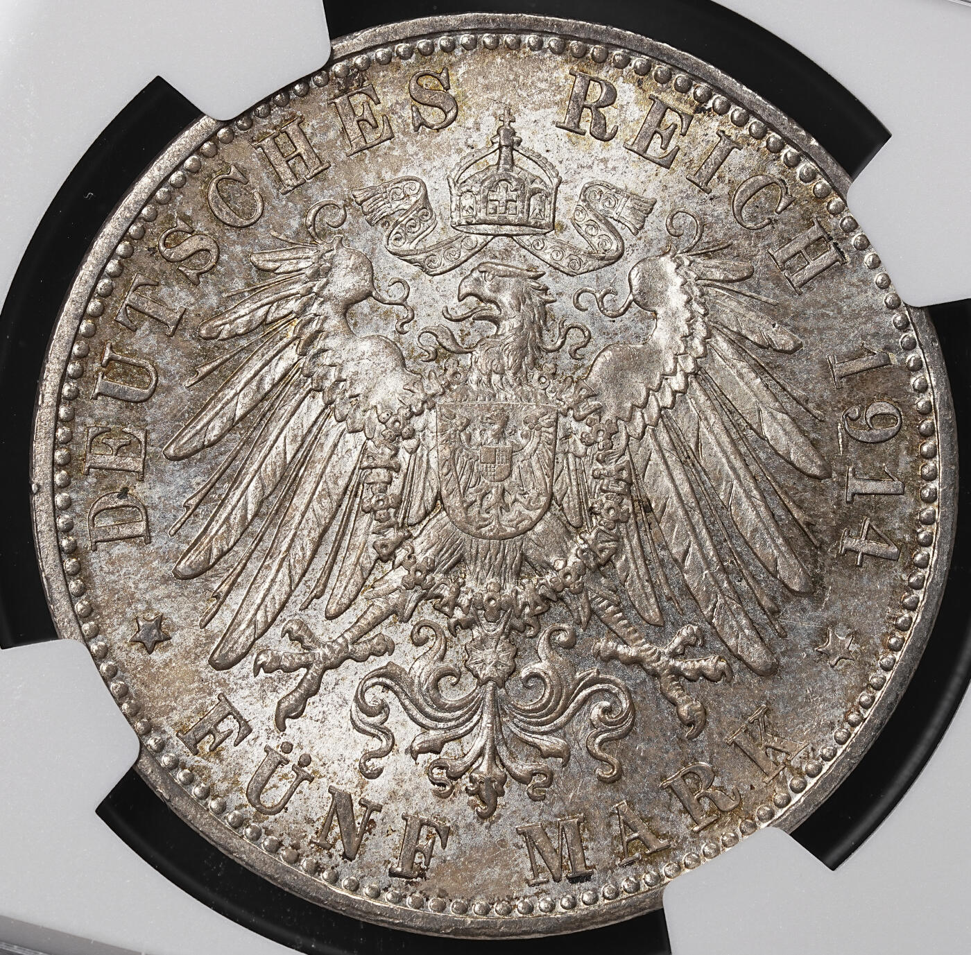 修遠堂世界钱币第八十四期 NGC MS63 1914年巴伐利亚5马克大银币 流通马克MS较少见