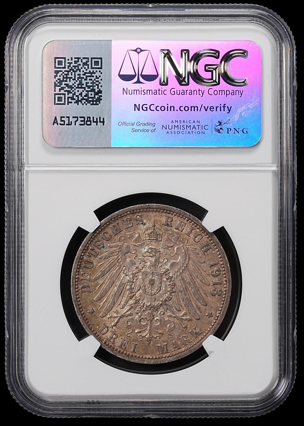 修遠堂世界钱币第八十四期 NGC MS63 1913年普鲁士威廉二世登基25周年纪念3马克银币