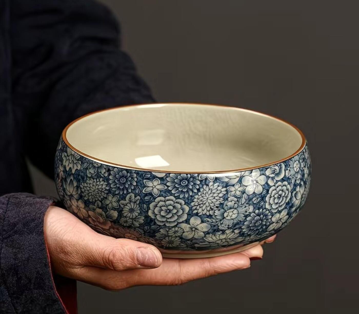 精品粗陶壶专场 汝窑青花茶洗