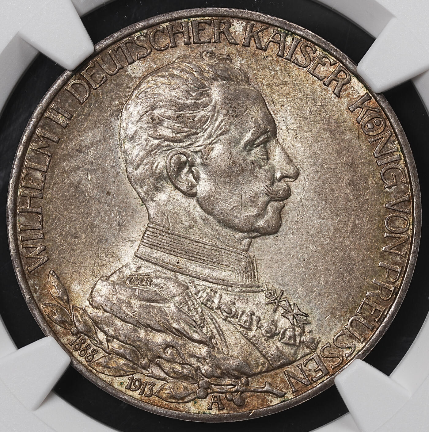 修遠堂世界钱币第八十四期 NGC MS63 1913年普鲁士威廉二世登基25周年纪念3马克银币