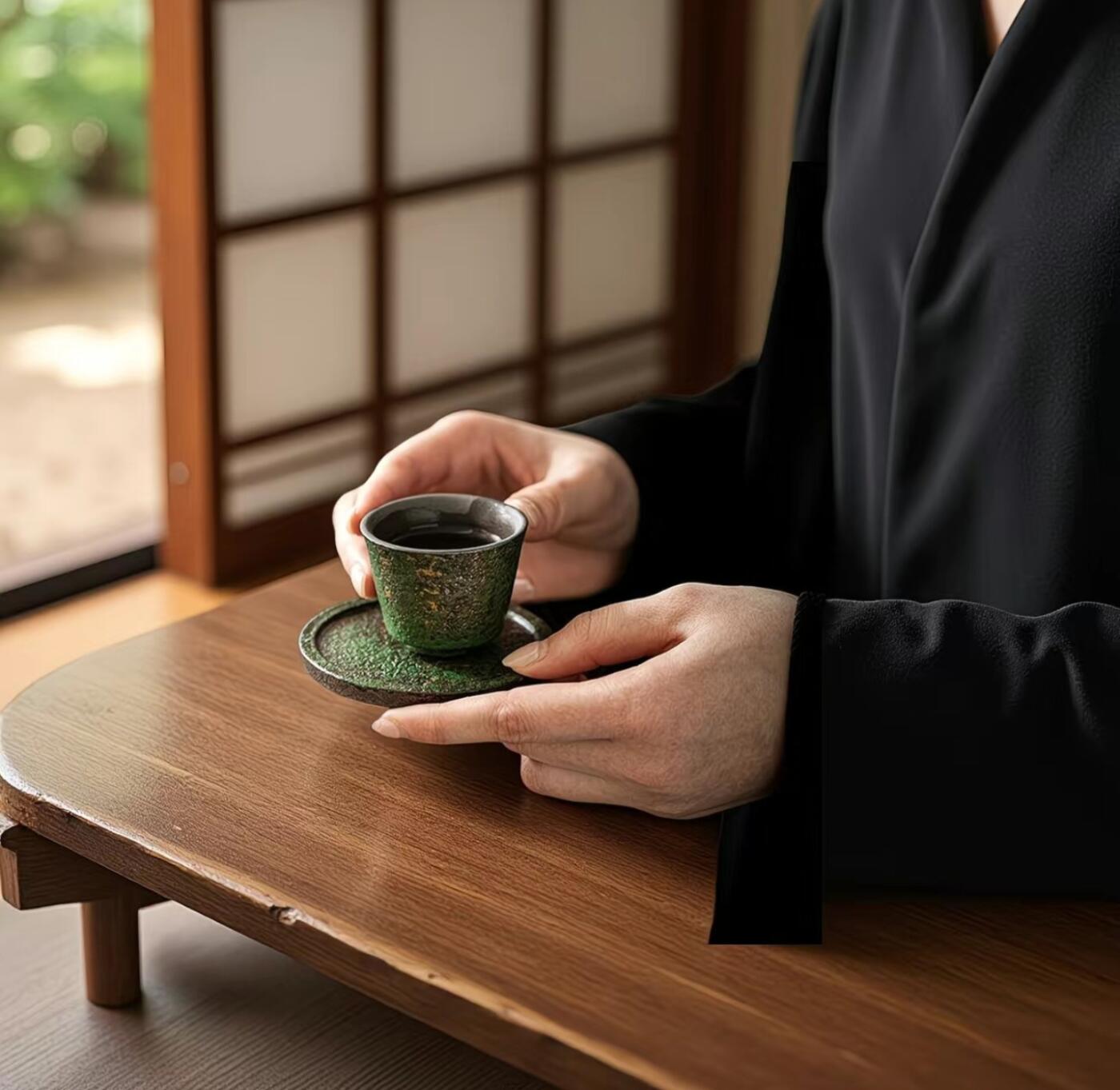卢普澎老岩泥壶具专场 卢普澎老师青苔绿老岩泥茶杯