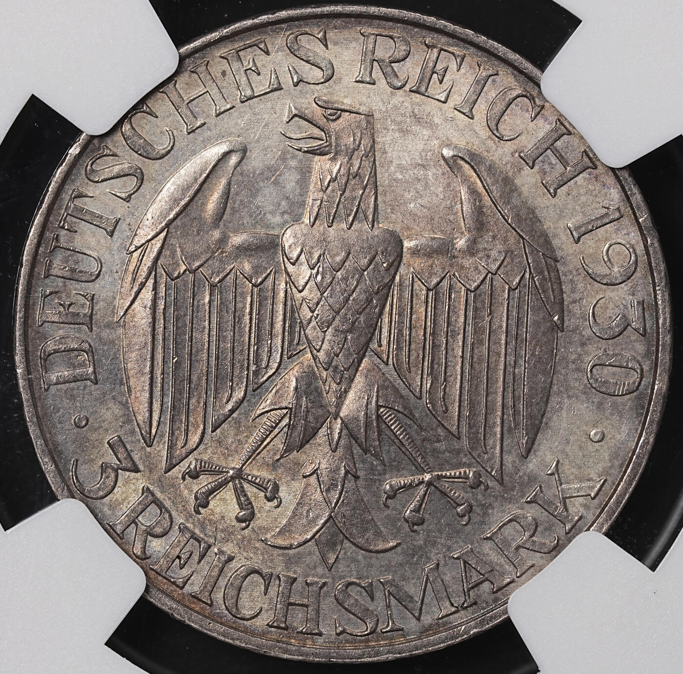 修遠堂世界钱币第八十四期 NGC MS63 1930年德国魏玛共和国-齐柏林飞艇3马克银币 A厂铭