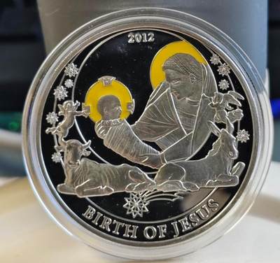 第174期拍卖【长期征集拍品】 - 帕劳2012年圣经故事系列诞生半盎司彩色纪念银币，925银，发行1000枚