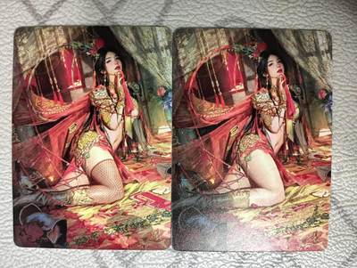 花开卡拍第38期（9月14号周日截拍，品控勿拍!!!拍品不寄存，运费5元，自制卡难免瑕疵，可能存在轻微撞角爆边等出厂瑕疵，品控介意勿拍！） - 燎原卡牌 人间传 扈三娘  幻彩普卡一对 2张
