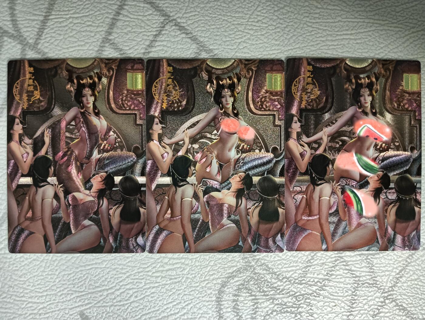 花开卡拍第38期（9月14号周日截拍，品控勿拍!!!拍品不寄存，运费5元，自制卡难免瑕疵，可能存在轻微撞角爆边等出厂瑕疵，品控介意勿拍！） 艺术卡，茉莉，三国百姬传，董卓，粗闪三张