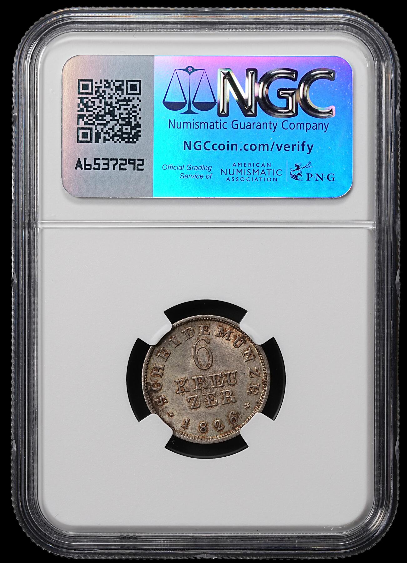 修遠堂世界钱币第八十四期 NGC MS65 1826年黑森-达姆施塔特6克鲁泽银币 唯一冠军分