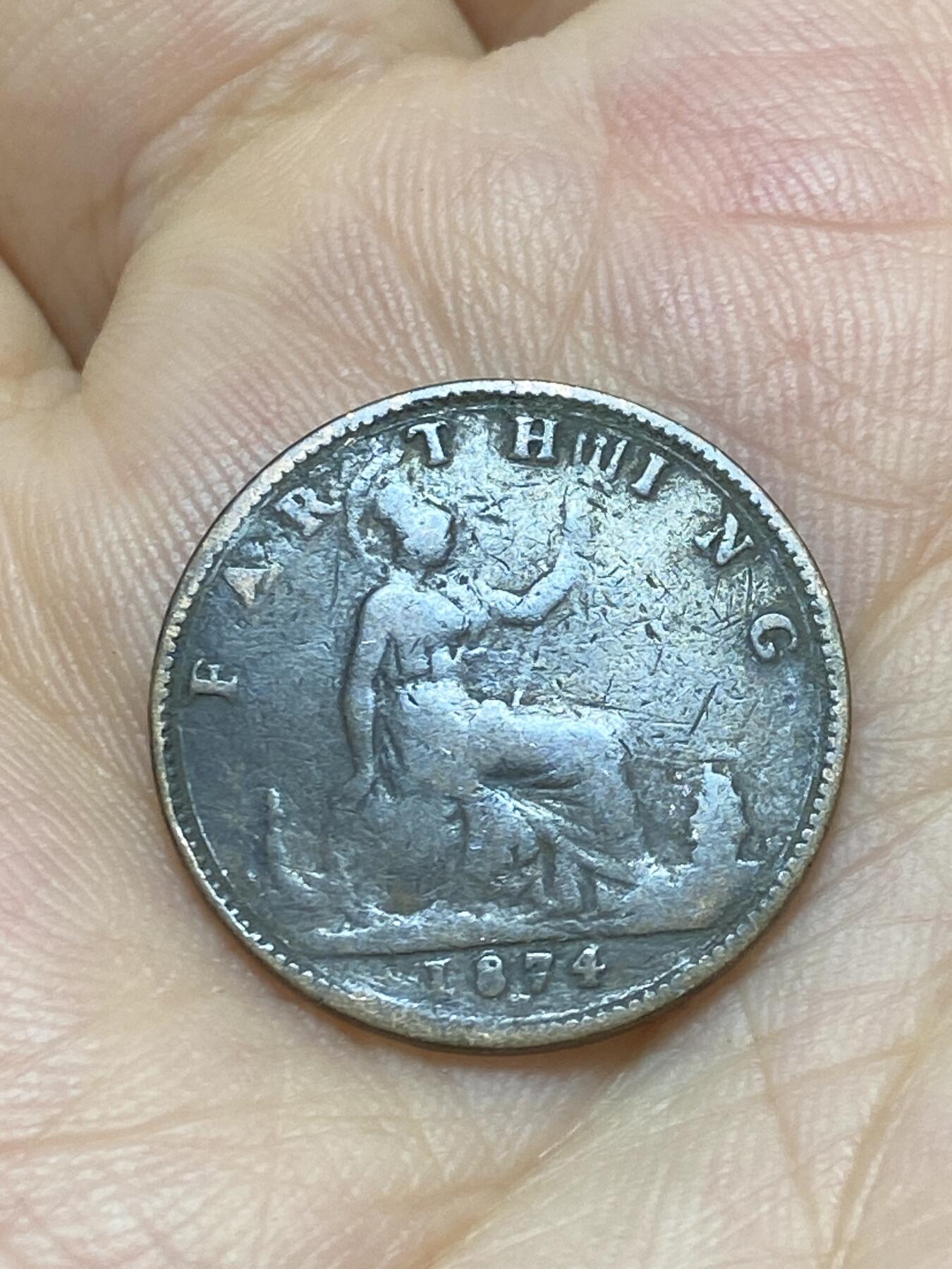 2025年第九十场(总第一百一十六场）外国好品散币(免佣金) 英国🇬🇧1874年1法新(维多利亚女王中年桂冠，第三版首发年，H标喜敦厂造)
