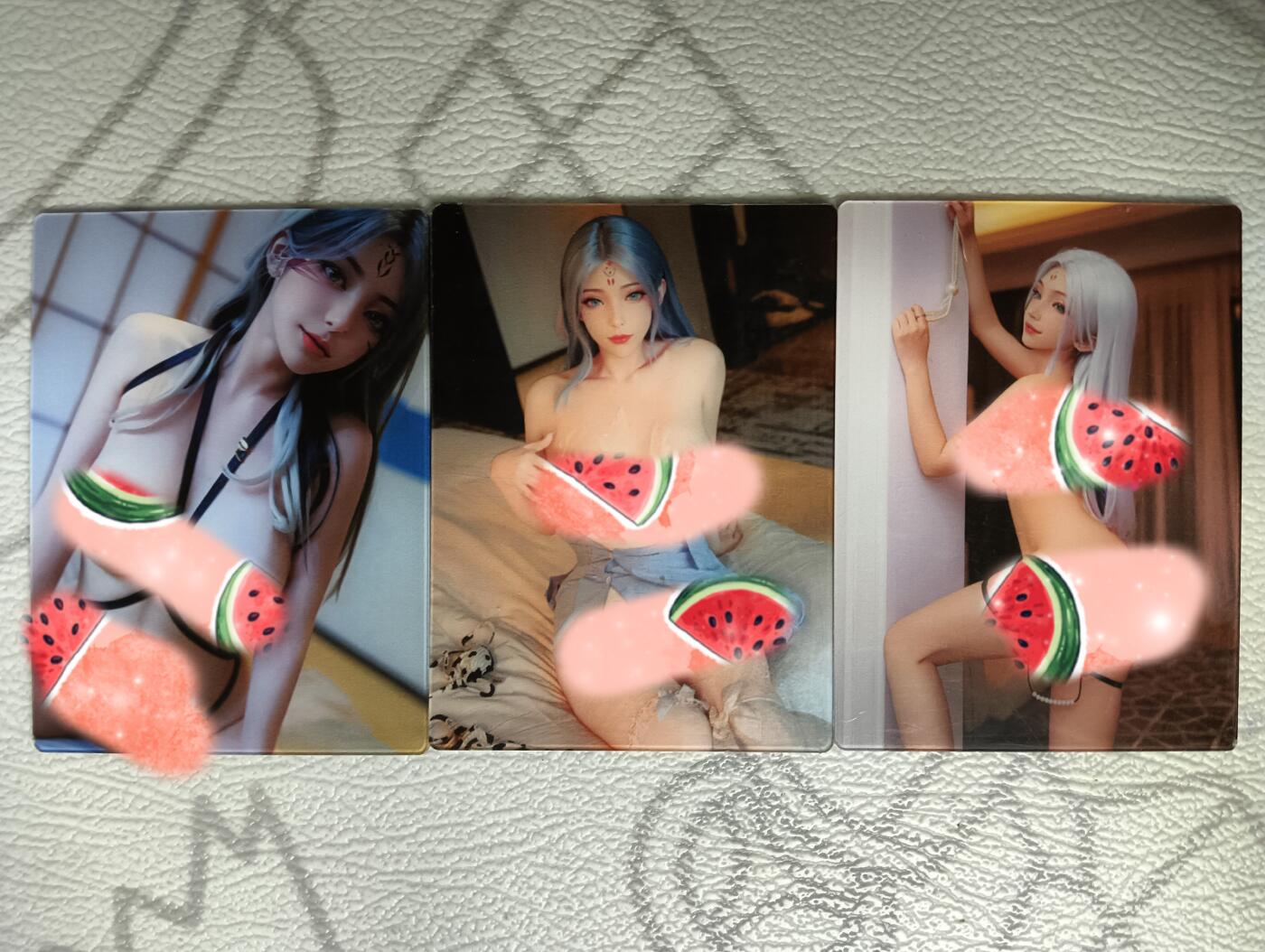 花开卡拍第38期（9月14号周日截拍，品控勿拍!!!拍品不寄存，运费5元，自制卡难免瑕疵，可能存在轻微撞角爆边等出厂瑕疵，品控介意勿拍！） 亚克力妹卡三张