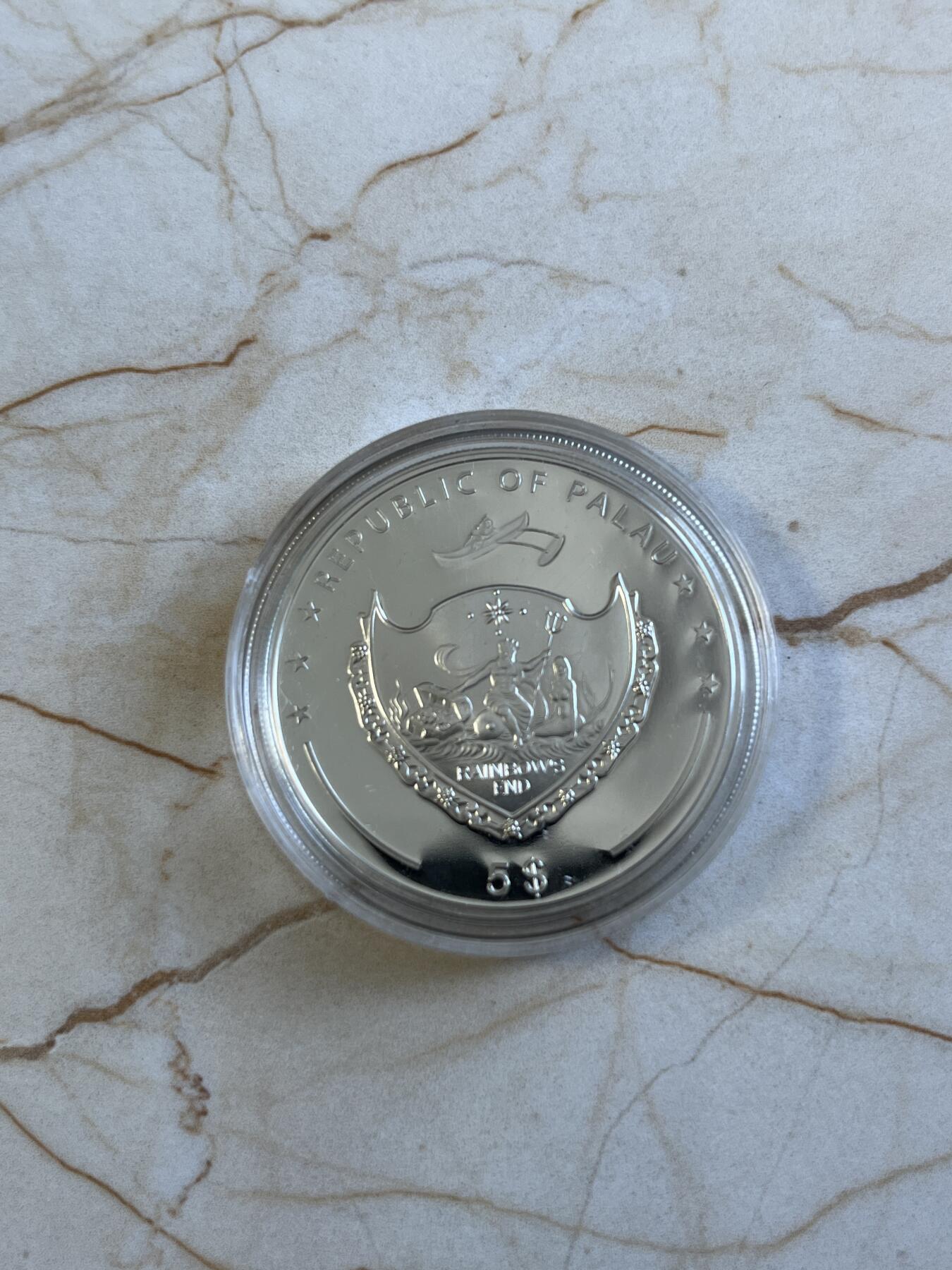 第175期拍卖【长期征集拍品】  帕劳2013年考拉镶嵌实体瑞士刺绣针织纪念银币，925银，25克，发行2013枚，有氧化