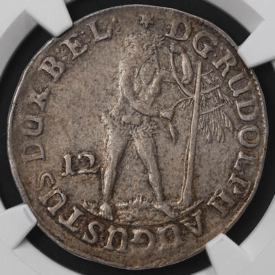 修遠堂世界钱币第八十四期 - NGC AU50 1677年布伦瑞克‌-沃尔芬布特尔‌ 野人12MG银币 