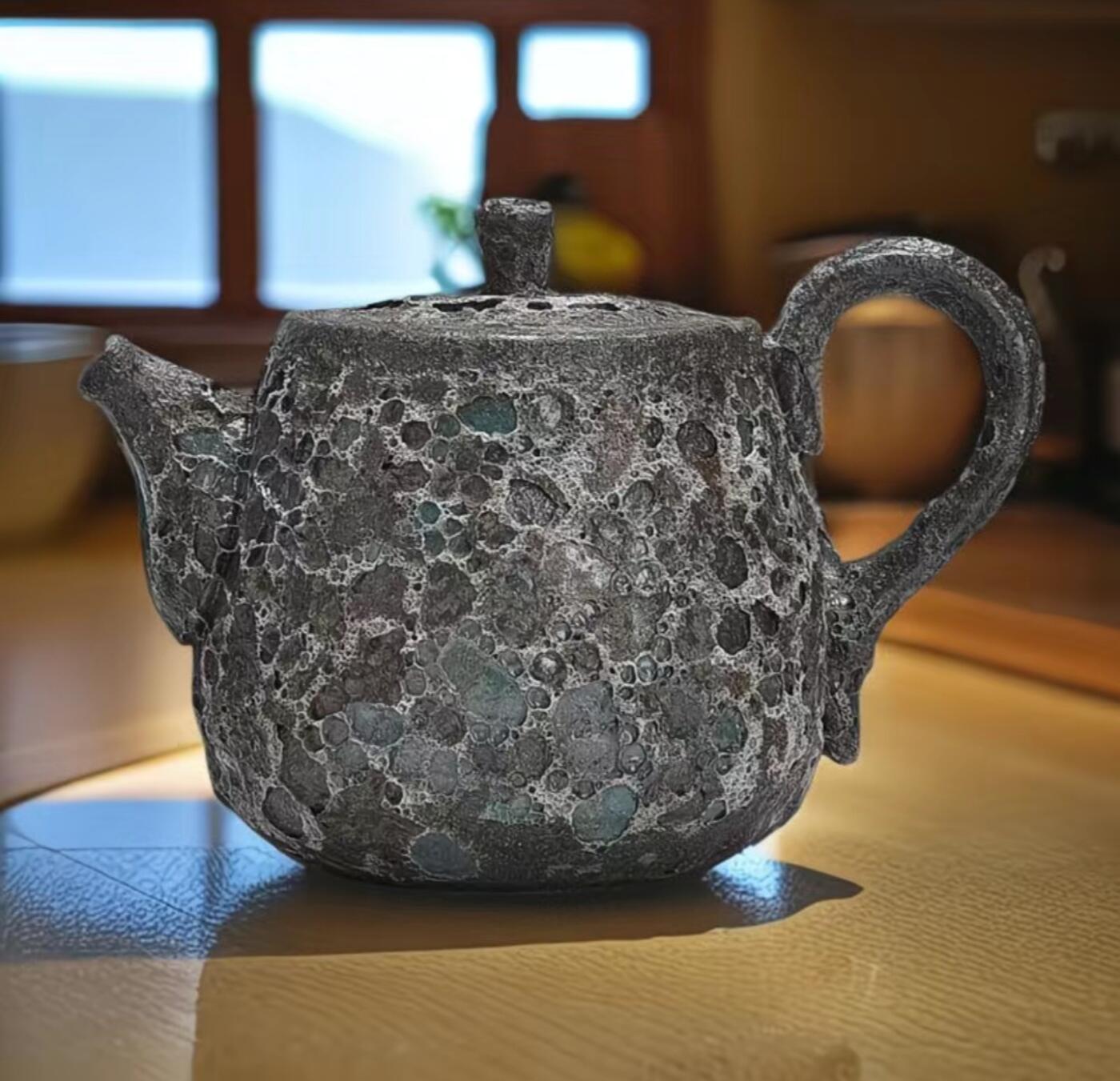 精品粗陶壶专场 柴烧手工虫洞冰烟忆周壶