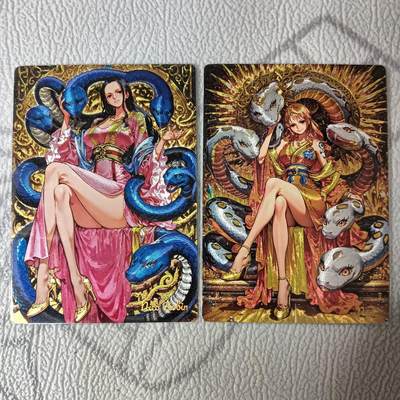 花开卡拍第38期（9月14号周日截拍，品控勿拍!!!拍品不寄存，运费5元，自制卡难免瑕疵，可能存在轻微撞角爆边等出厂瑕疵，品控介意勿拍！） - 奇点卡牌 粗闪 海贼王 罗宾+娜美 2张