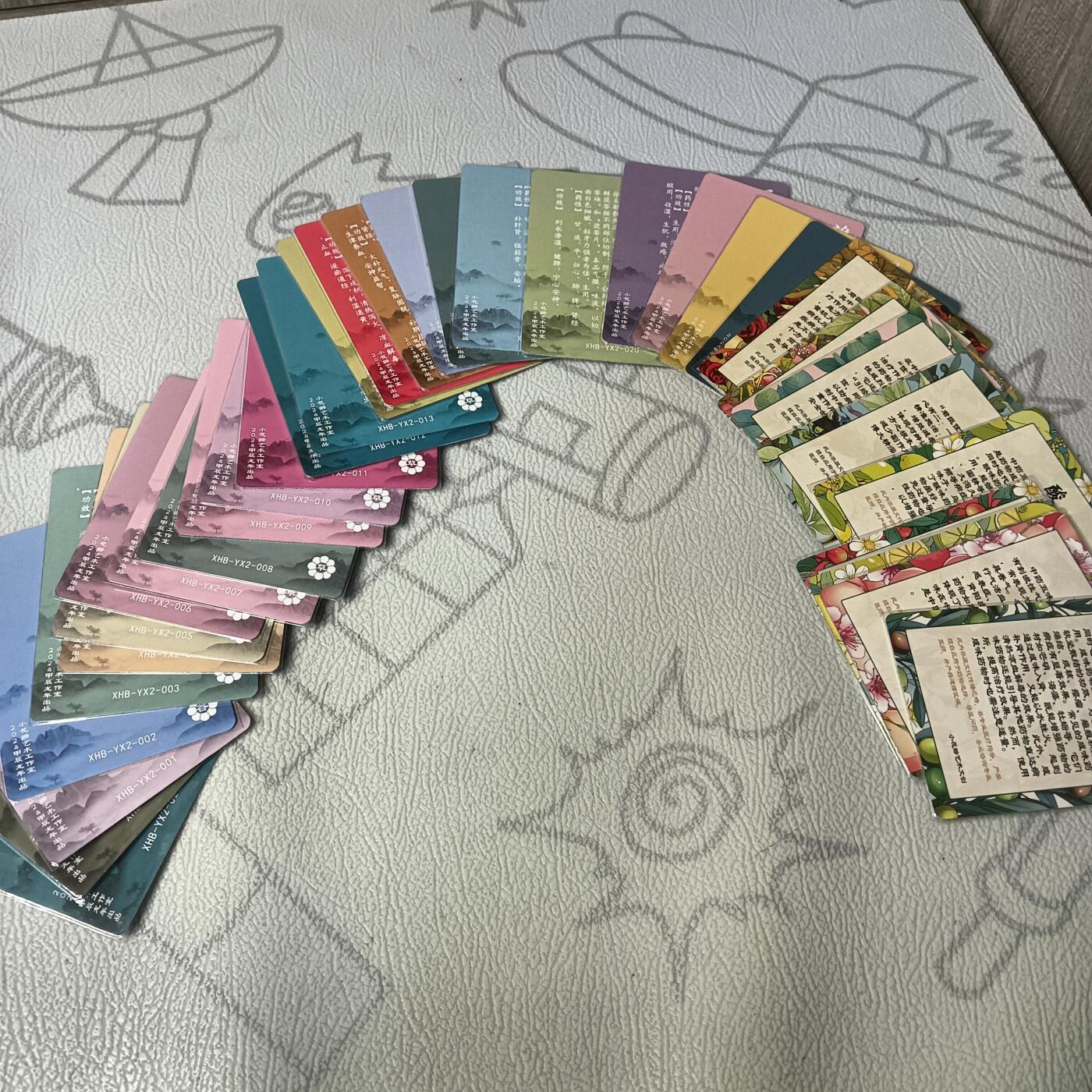 花开卡拍第38期（9月14号周日截拍，品控勿拍!!!拍品不寄存，运费5元，自制卡难免瑕疵，可能存在轻微撞角爆边等出厂瑕疵，品控介意勿拍！） 小花瓣 彩闪 药香2全套26张+伤寒论全套9张，共35张