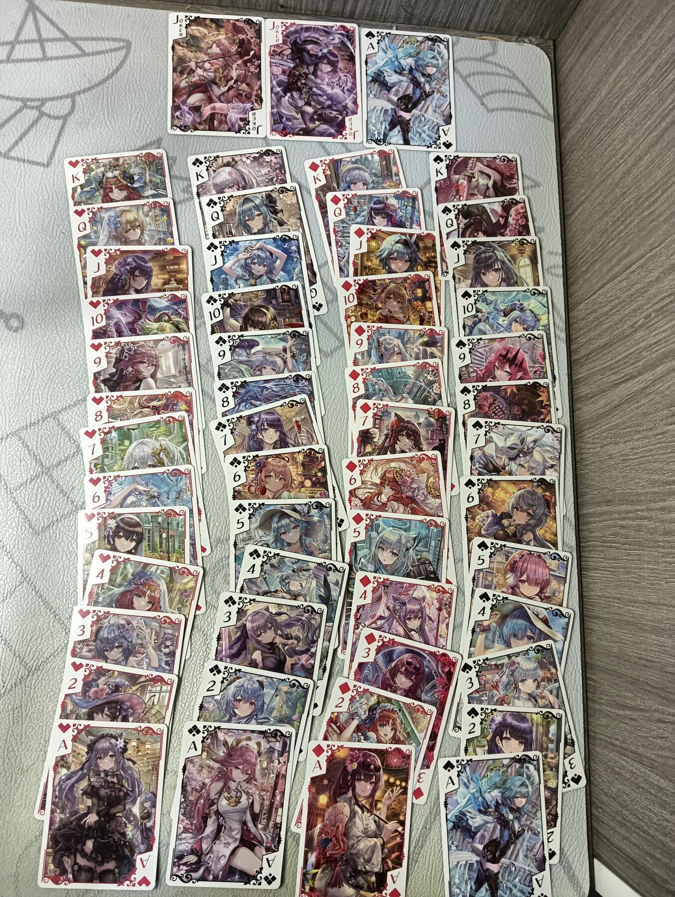 花开卡拍第38期（9月14号周日截拍，品控勿拍!!!拍品不寄存，运费5元，自制卡难免瑕疵，可能存在轻微撞角爆边等出厂瑕疵，品控介意勿拍！） 原神T画师同人 扑克一副