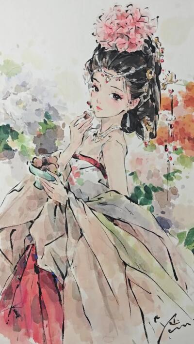 白泽拍卖卡牌手绘专场第24期（持续征集ING，白露暧秋色，月明清漏中） 2025 迟迟手绘画 杨贵妃 尺寸：24.5cm*37.5cm  迟迟亲签