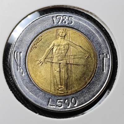 KK钱币收藏小铺 套币专场 2月预留时间 周末发货 -    圣马力诺双色币500里拉 好品