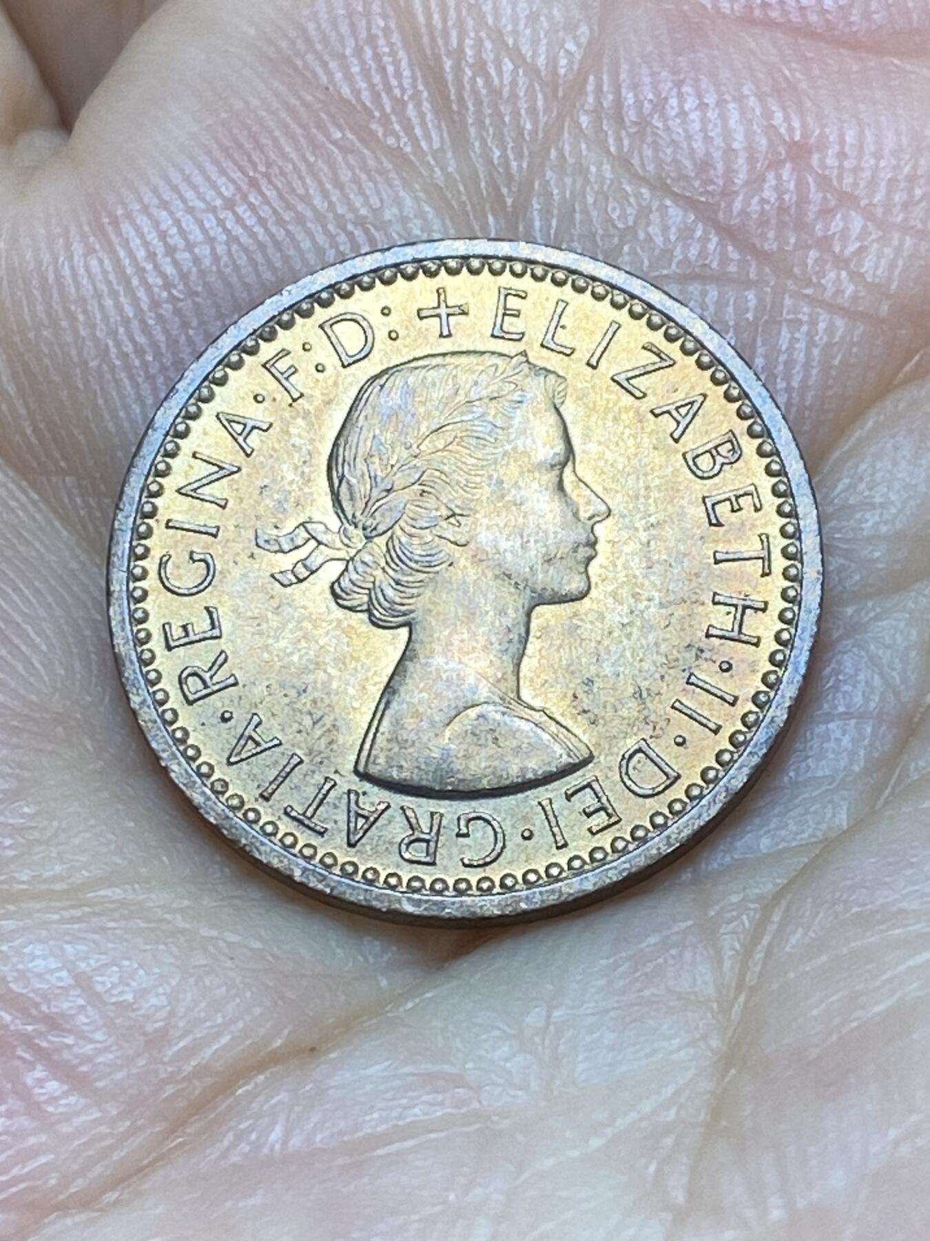 2025年第九十场(总第一百一十六场）外国好品散币(免佣金) 英国🇬🇧1955年1法新(伊丽莎白二世青年桂冠，第二版仅发行3年)