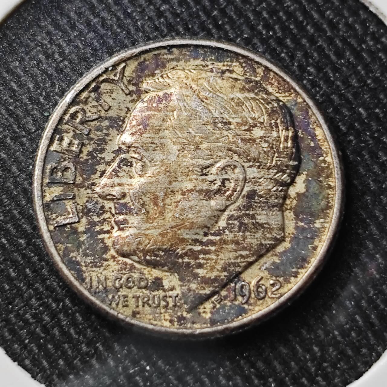 KK钱币收藏小铺 套币专场 2月预留时间 周末发货   1962美国10分银币 好品