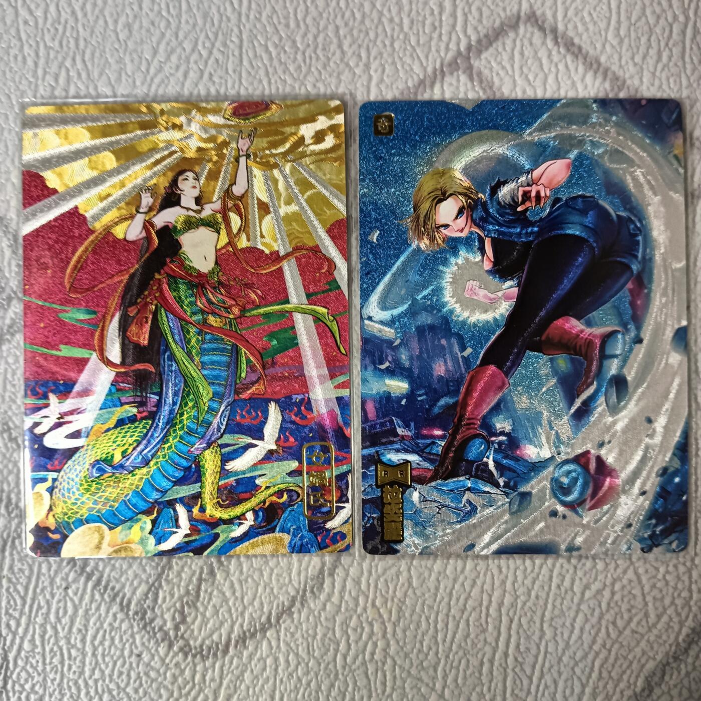 花开卡拍第38期（9月14号周日截拍，品控勿拍!!!拍品不寄存，运费5元，自制卡难免瑕疵，可能存在轻微撞角爆边等出厂瑕疵，品控介意勿拍！） 奇点卡牌 粗闪 嫦娥+18号 2张