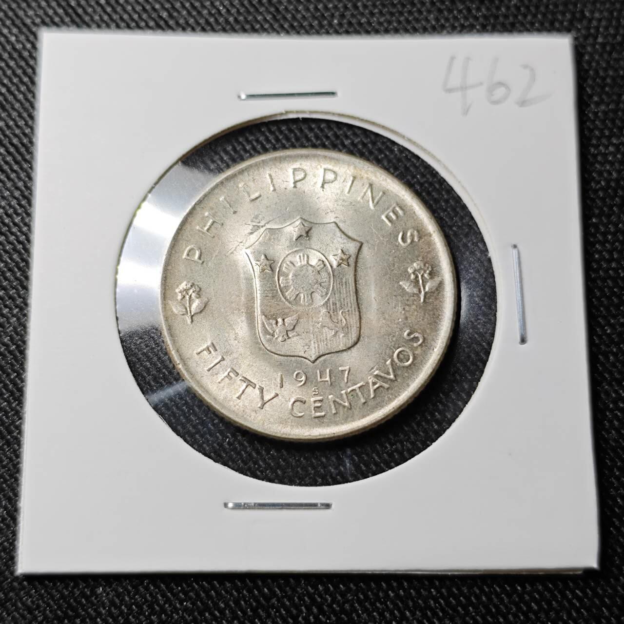 KK钱币收藏小铺 套币专场 2月预留时间 周末发货  1947菲律宾50分银币 著名5星上将麦克阿瑟 好品银币