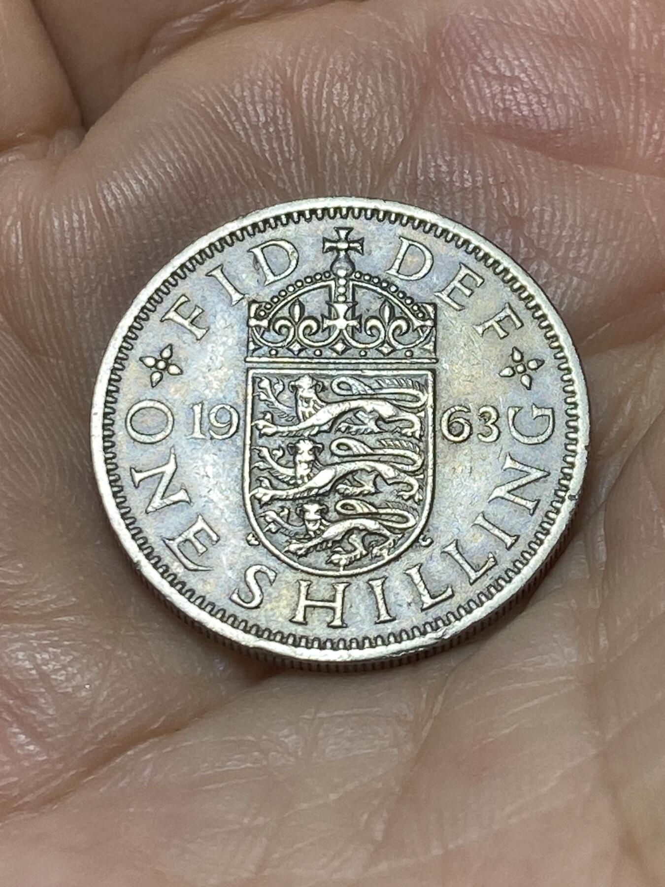 2025年第九十场(总第一百一十六场）外国好品散币(免佣金) 英国🇬🇧1963年1先令(伊丽莎白二世青年桂冠，第二版，英格兰盾徽)