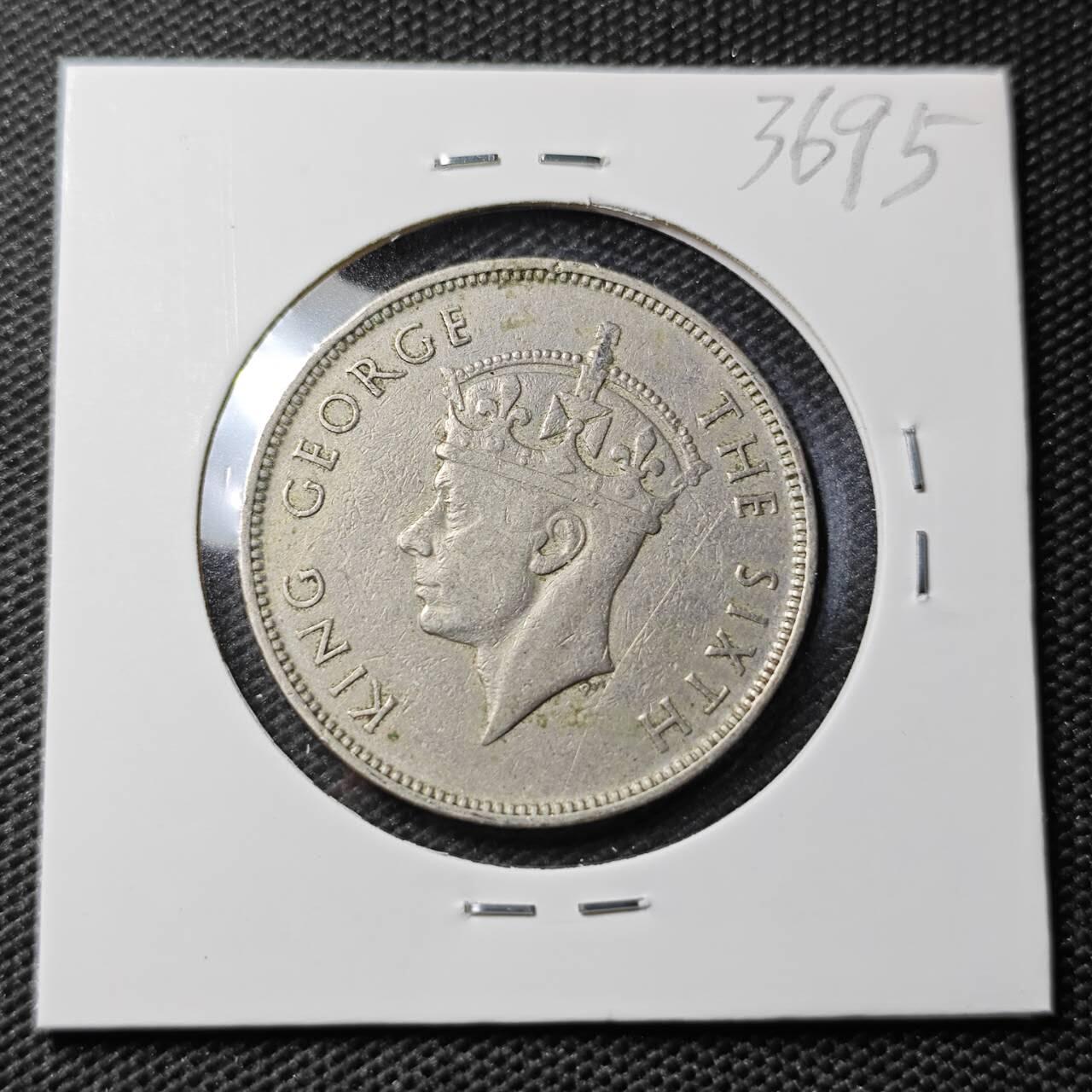 KK钱币收藏小铺 第336场 2月预留时间 周末发货 1950英属毛里求斯1卢比 乔六