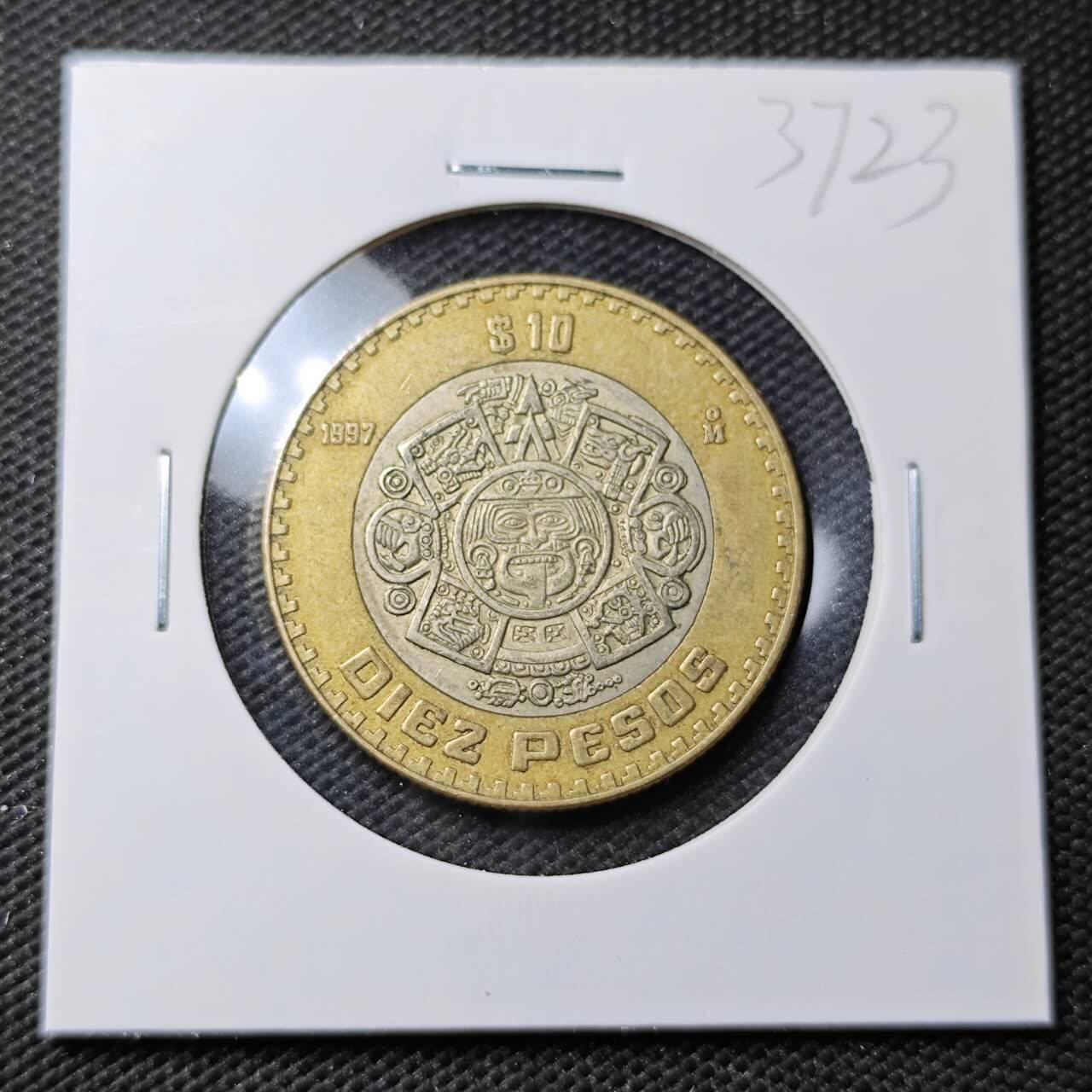 KK钱币收藏小铺 第337场 2月预留时间 周末发货 1997墨西哥10比索 双色币