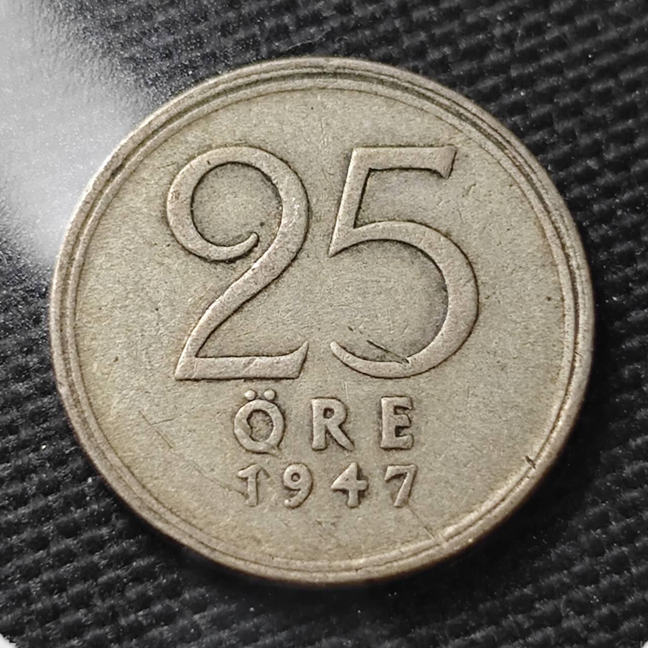 KK钱币收藏小铺 第336场 2月预留时间 周末发货  1947瑞典25欧尔银币