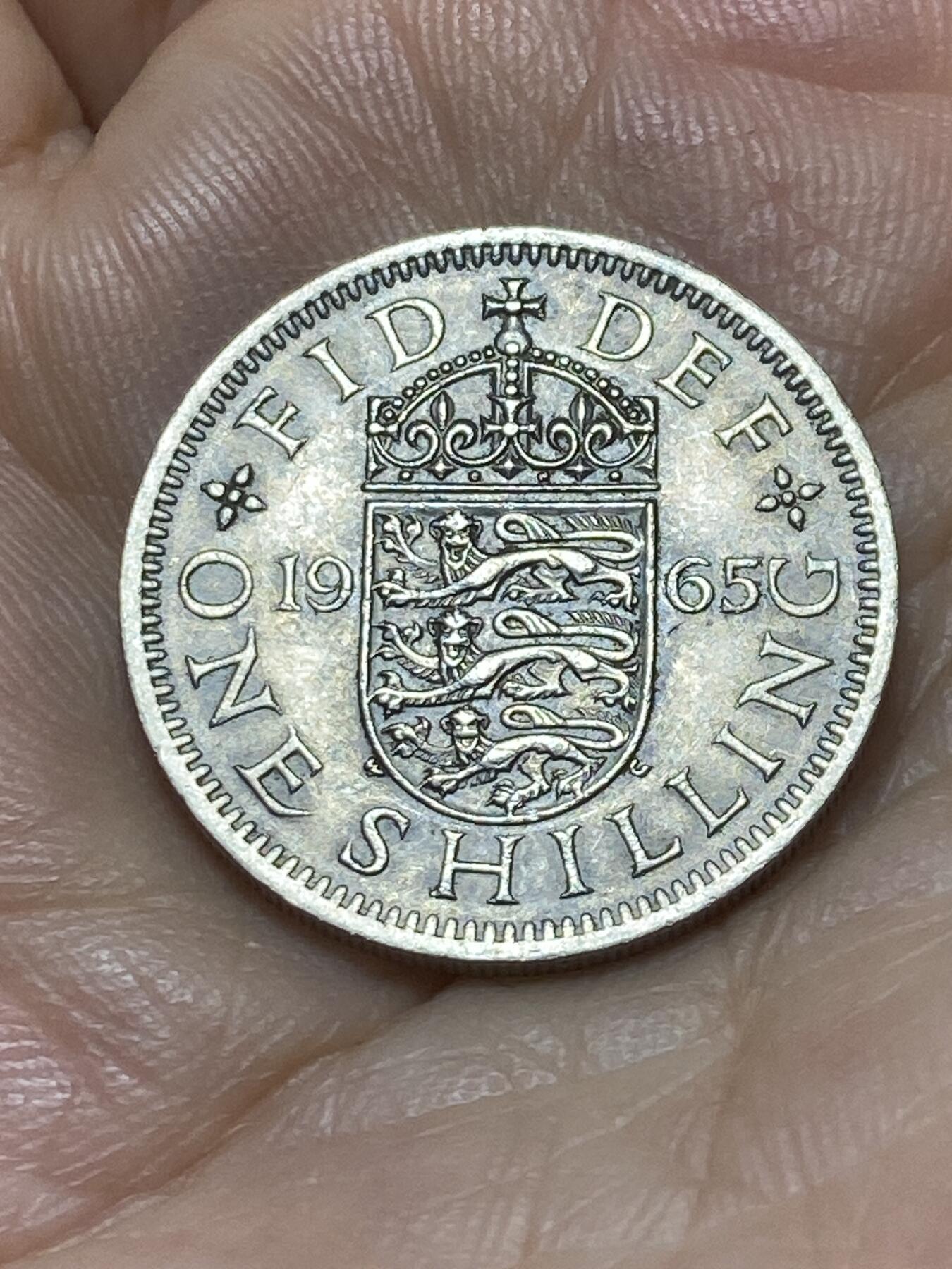 2025年第九十场(总第一百一十六场）外国好品散币(免佣金) 英国🇬🇧1965年1先令(伊丽莎白二世青年桂冠，第二版，英格兰盾徽)