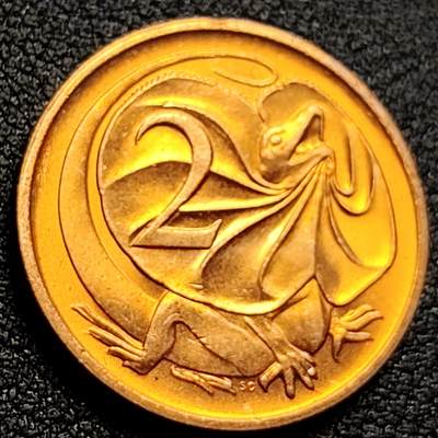 泉币菌-第109场-精品福利场 - UNC美品 1984年 英属澳大利亚2分铜币 伞蜥蜴斗篷蜥 21.5mm
