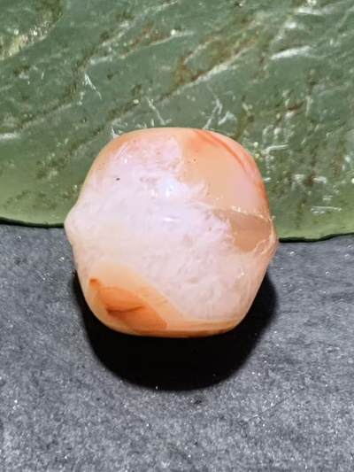 川料冰飘荔枝冻飘红南红玛瑙铃铛珠一个 - 川料冰飘荔枝冻飘红南红玛瑙铃铛珠一个